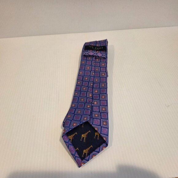 Ted Baker London Men's 100% Silk Purple Tie Geometric Square Diamond 3" x 59" - Picture 3 of 8
